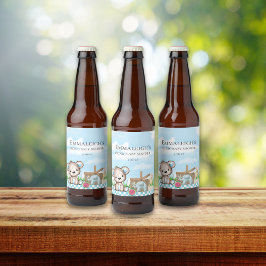 かわいいテディベアn友人ピクニックベビーシャワー ビールラベル