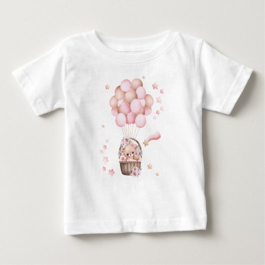 かわいいテディベアTシャツ 女の子用 ベビーTシャツ (正面)