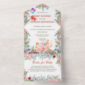 かわいいテディベアwバルーンベビーシャワーフローラ オールインワン招待状 (内側)
