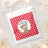 かわいいテディベアwith水玉模様誕生日 フェイバーバッグ (クリップ留めされた状態)