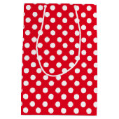 かわいいテディベアwith水玉模様誕生日 ミディアムペーパーバッグ (裏面)