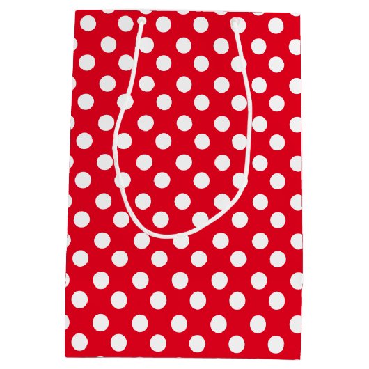 かわいいテディベアwith水玉模様誕生日 ミディアムペーパーバッグ (裏面)