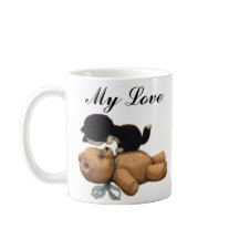 かわいいテディー・ベアおよび黒猫-私の愛