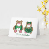 かわいいテディー・ベア第55のエメラルドの結婚記念日 カード (黄色い花)