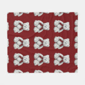 かわいいテディー・ベア、鉛筆のスケッチ、水玉模様 フリースブランケット (正面(横))