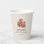かわいいテディ地元で育った赤ちゃんシャワー赤ピックアップ 紙コップ (正面)