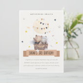 かわいいテディ熱い空気バルーンキッズフォト誕生日 サンキューカード (スタンド正面)