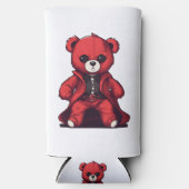かわいいテディ赤い少年 スリム缶クーラー (正面)
