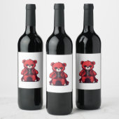 かわいいテディ赤い少年 ワインラベル (ボトル)