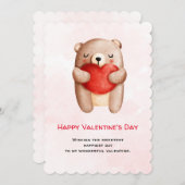 かわいいテディ運ベアの赤いハートバレンタイン シーズンカード (正面/裏面)