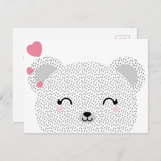 かわいいテディ・バレンタイン・ベア・ハグ・ガール シーズンポストカード (正面/裏面)