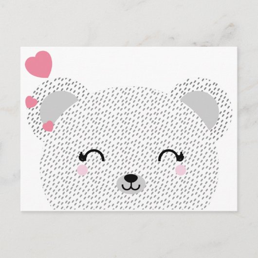 かわいいテディ・バレンタイン・ベア・ハグ・ガール シーズンポストカード (正面)