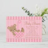 かわいいテディ | ピンク 招待状 (スタンド正面)