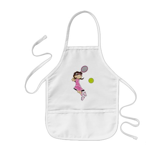 かわいいテニスの女の子のエプロン 子供用エプロン (正面)