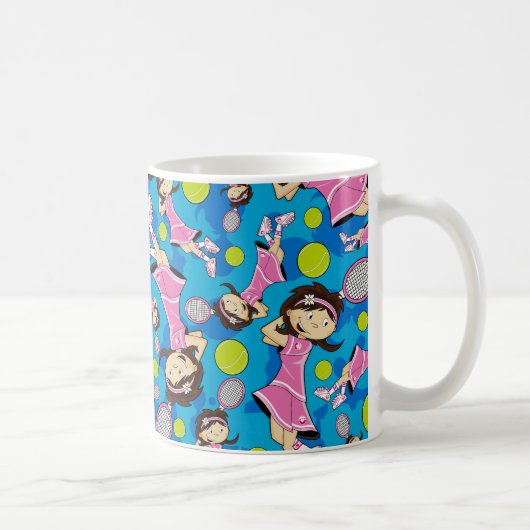 かわいいテニスの女の子のマグ コーヒーマグカップ (右)