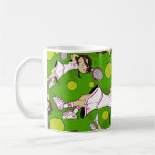 かわいいテニスの女の子のマグ コーヒーマグカップ (左)