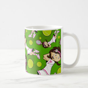 かわいいテニスの女の子のマグ コーヒーマグカップ