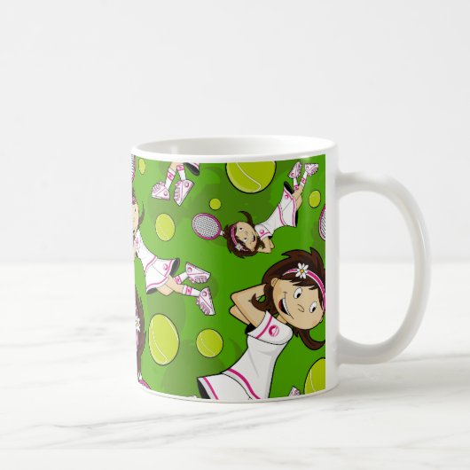 かわいいテニスの女の子のマグ コーヒーマグカップ (右)