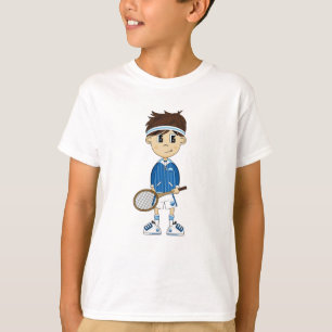 かわいいテニスの男の子のティー Tシャツ