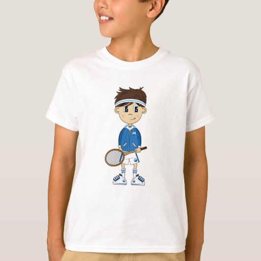 かわいいテニスの男の子のティー Tシャツ (正面)