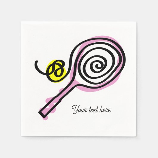 かわいいテニスをテーマにした誕生日パーティーのナプキン スタンダードカクテルナプキン (正面)