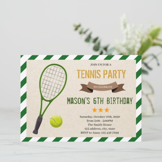かわいいテニスパーティの招待状 招待状 (スタンド正面)