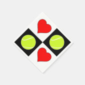 かわいいテニスボール&ハートテニスパーティーナプキン スタンダードカクテルナプキン (角)