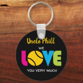 かわいいテニスLOVE -カスタム文字ラウンドキーチェーン キーホルダー (正面)