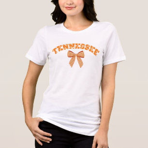 かわいいテネシーのオレンジ色の女性の女の子の子の弓市松模様にる トライブレンドTシャツ