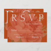 かわいいテラコッタホワイトフローラウェディングRSVP ポストカード (正面/裏面)