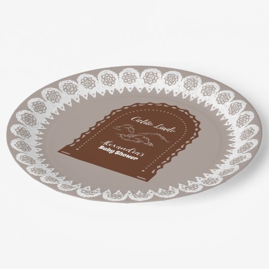 かわいいテラコッタメキシコシエリートリンド赤ちゃんシャワー ペーパープレート (アングル)