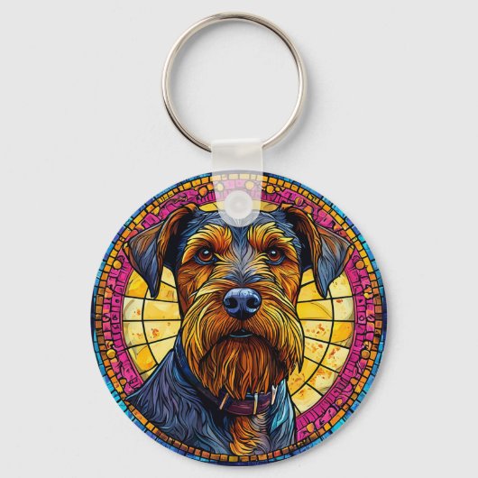 🐶 かわいいテリアの仔犬のイラストを使った日常使いのアクセサリー 🐶 キーホルダー (正面)