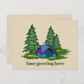 かわいいテントのキャンプに挨拶はがきを追加 案内ポストカード (正面/裏面)