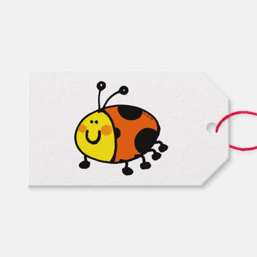 かわいいテントウムシのキャラクター ギフトタグ (正面(横))