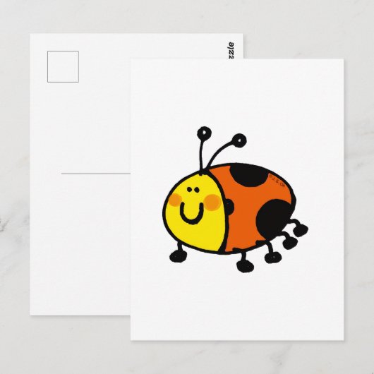 かわいいテントウムシのキャラクター ポストカード (正面/裏面)