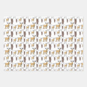 かわいいディアバックブルエルクハンドドローベビーギフト ラッピングペーパーシート (正面3)