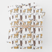 かわいいディアバックブルエルクハンドドローベビーギフト ラッピングペーパーシート (インサイチュ)
