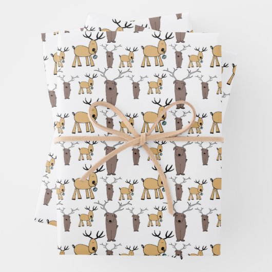 かわいいディアバックブルエルクハンドドローベビーギフト ラッピングペーパーシート (インサイチュ)