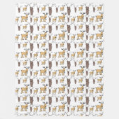 かわいいディアバックブルエルクハンドドローベビー子供部屋 フリースブランケット (正面)