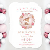 かわいいディアピンククリスマスベビーシャワー招待状 招待状