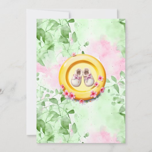 かわいいディスクゴルフガールの赤ちゃんシャワー 招待状 (裏面)