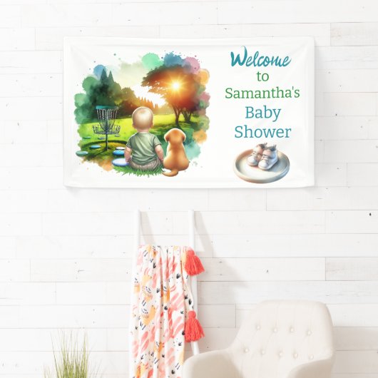かわいいディスクゴルフボーイの赤ちゃんシャワー歓迎サイン 横断幕 (インサイチュ)