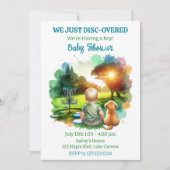 かわいいディスクゴルフ少年のベビーシャワー 招待状 (正面)