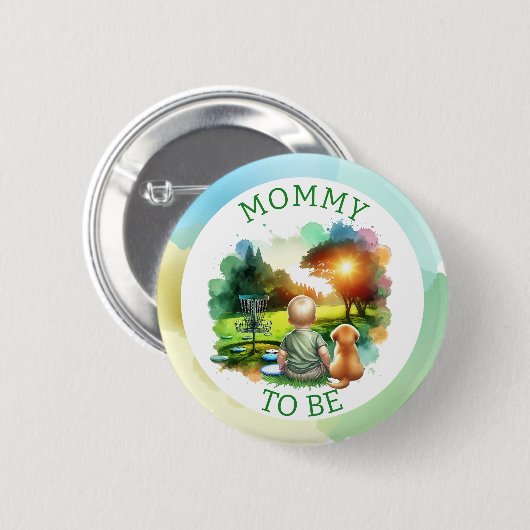 かわいいディスクゴルフ少年の赤ちゃんシャワー | お母さん 缶バッジ (正面&裏面)