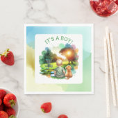 かわいいディスクゴルフ少年の赤ちゃんシャワー | 男の子だ！ スタンダードランチョンナプキン (インサイチュ)