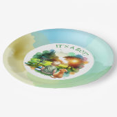 かわいいディスクゴルフ少年の赤ちゃんシャワー | 男の子だ! ペーパープレート (アングル)