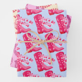 かわいいディスコカウガール 馬の蹄形 ピンク 青 ベージュ ラッピングペーパーシート (インサイチュ)