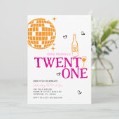 かわいいディスコボールワイン21歳の誕生日パーティー 招待状 (スタンド正面)