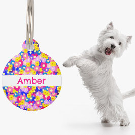 かわいいディティパーソナライズされたー花ペット用名札 ペット　ネームタグ