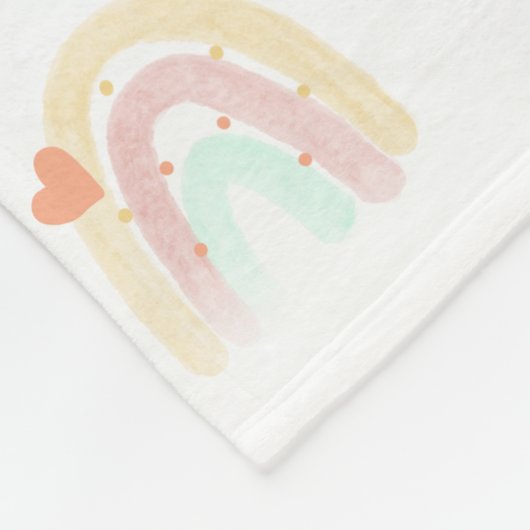 かわいいディティレインボーハート水彩画 フリースブランケット (角)